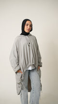 Hooded Waterproof jacket in metal gray
