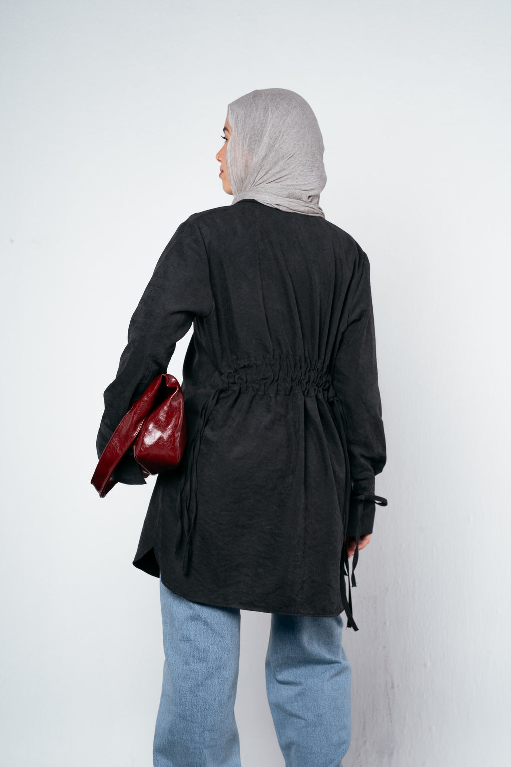 Behind Tie Shirt in Black