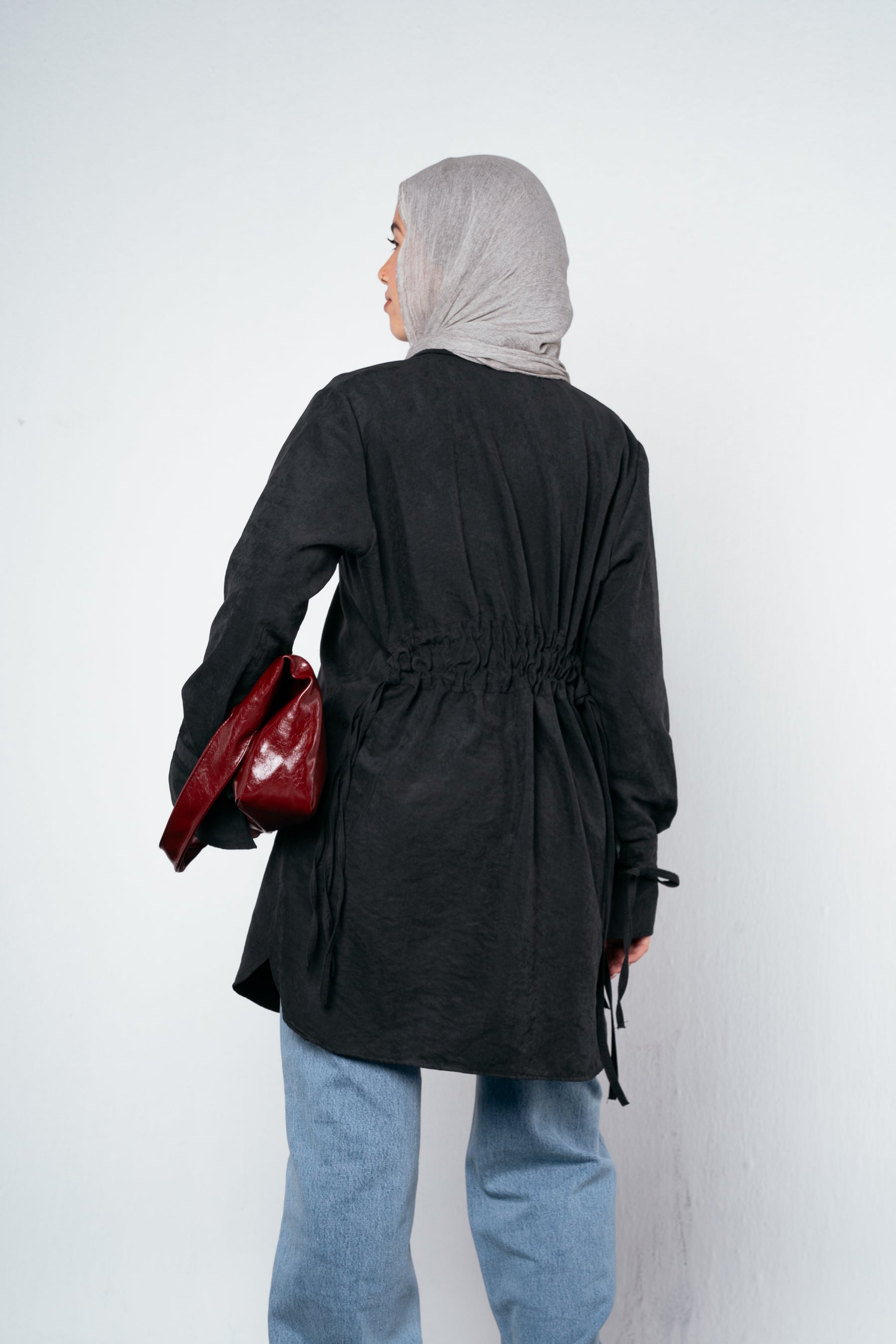 Behind Tie Shirt in Black