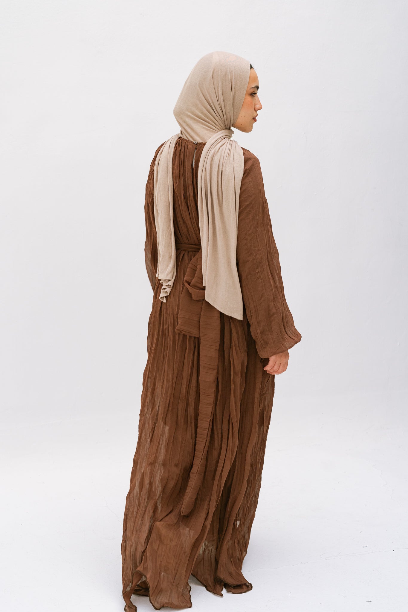 Nazly crushed dress in Brown
