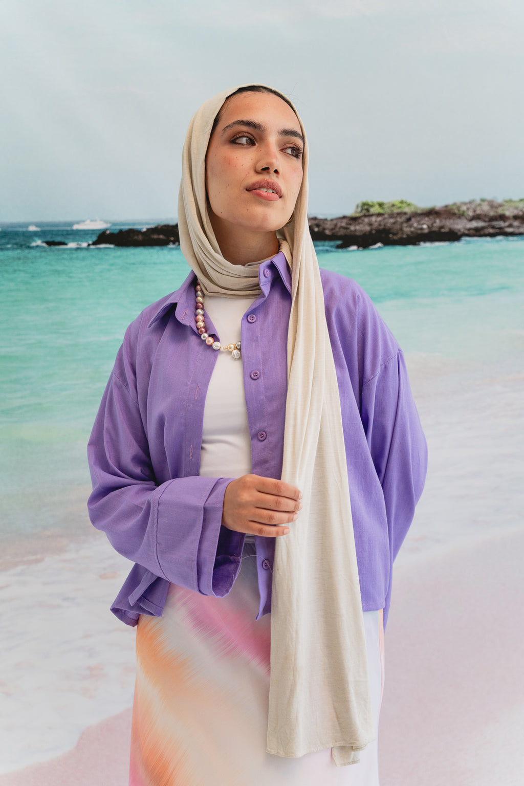 Pastel cloud cropped shirt in Lilac