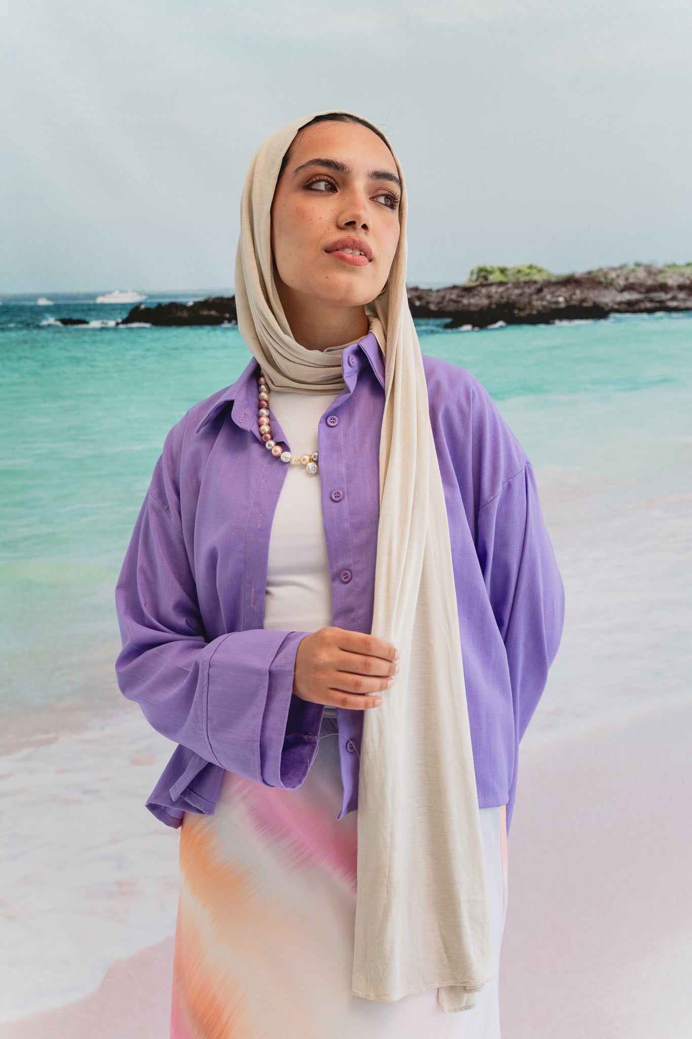 Pastel cloud cropped shirt in Lilac
