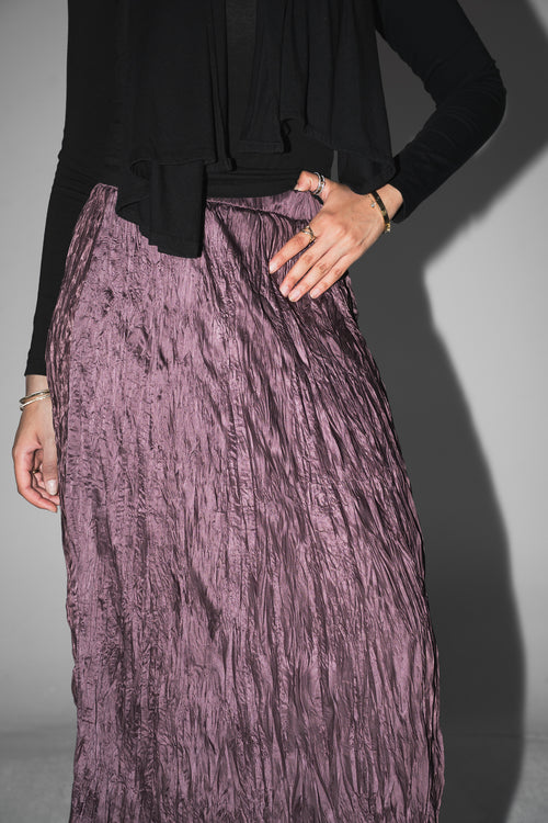Anne Crushed skirt in Mauve wine