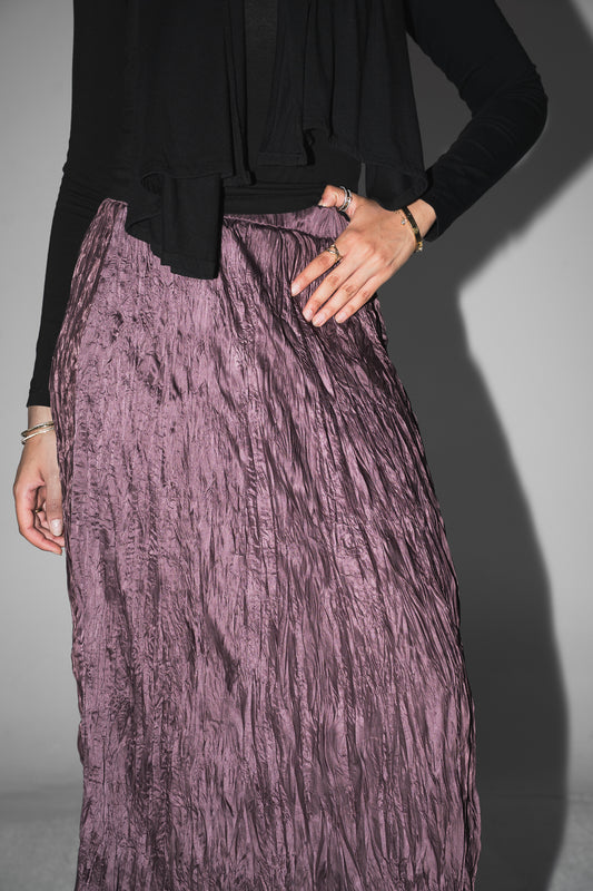 Anne Crushed skirt in Mauve wine