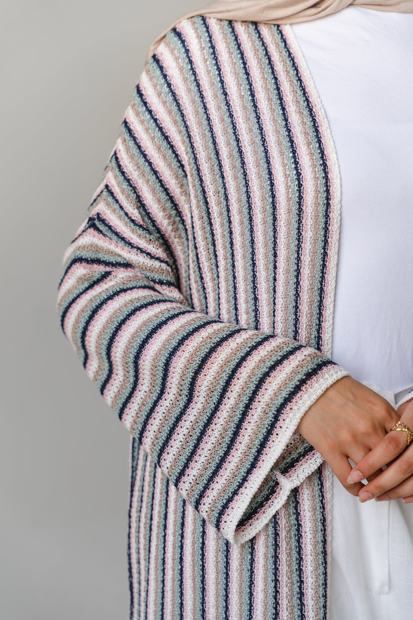 Earthy Waves Crochet Long Cardigan