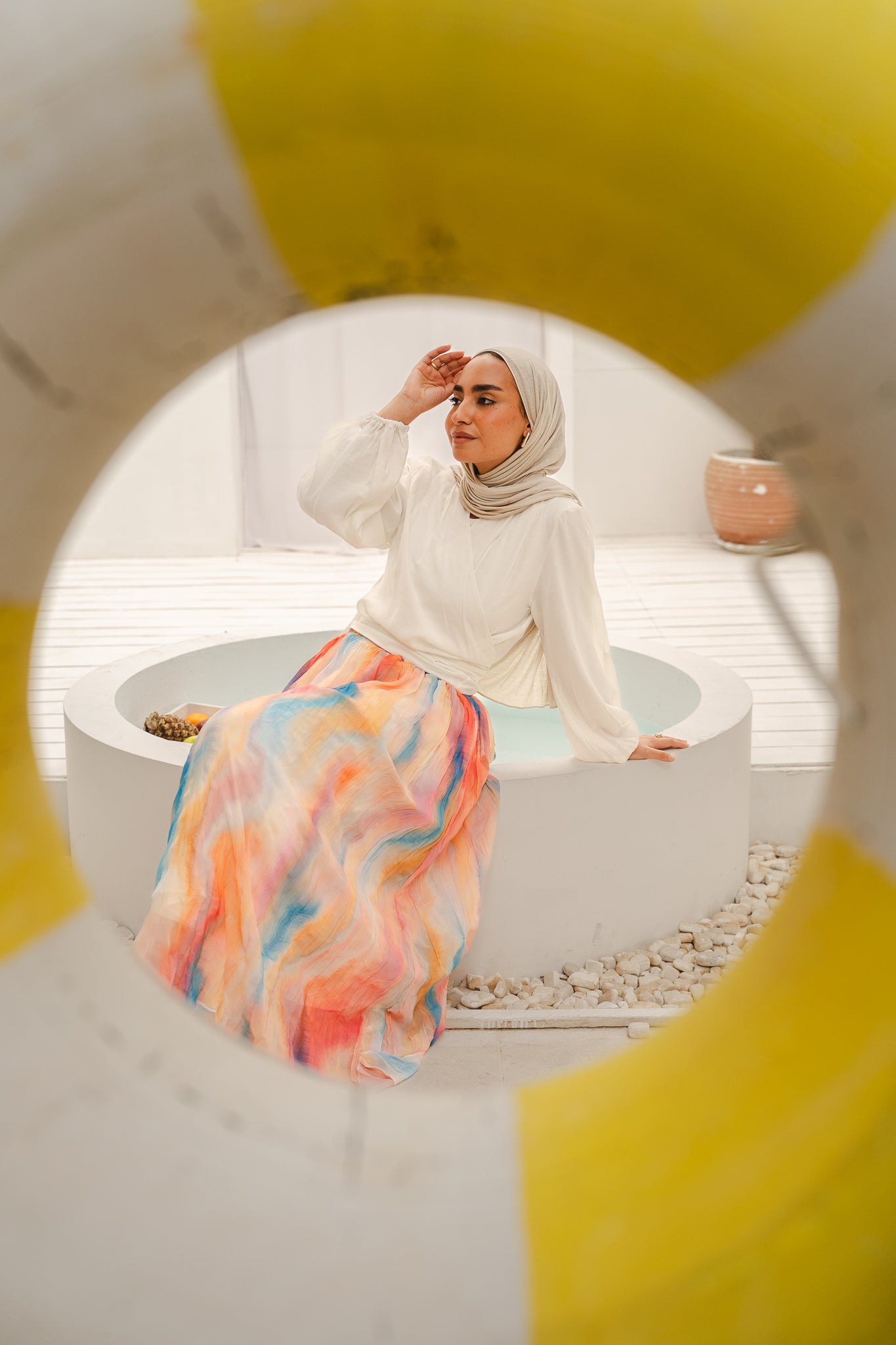 Peachy Sunset Asymmetric Skirt