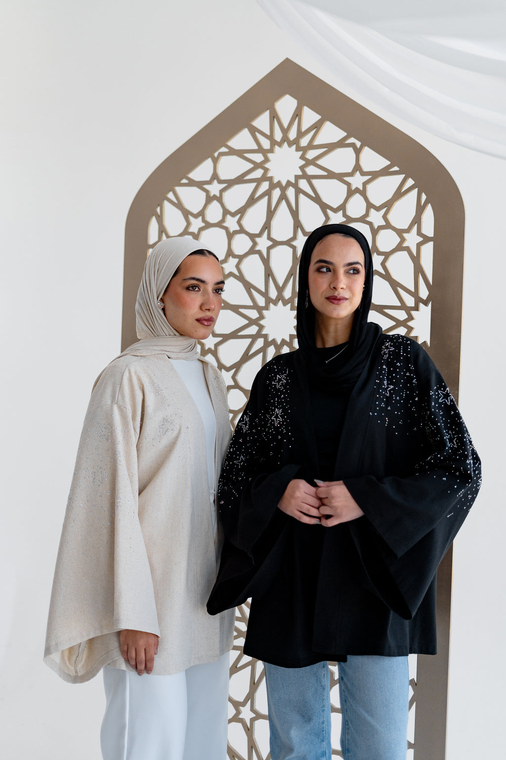 NAJMA Studded kimono in beige