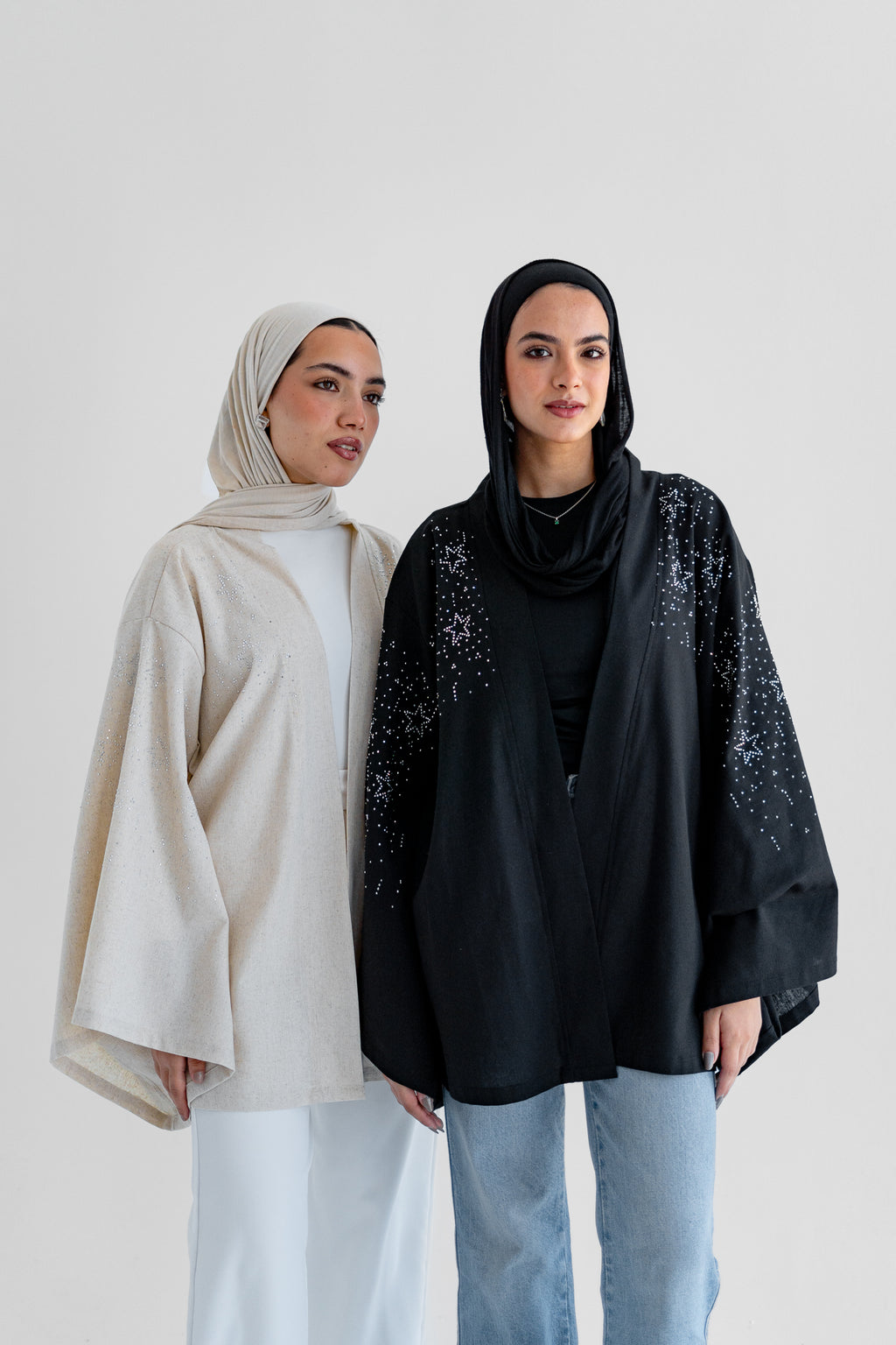 NAJMA Studded kimono in beige