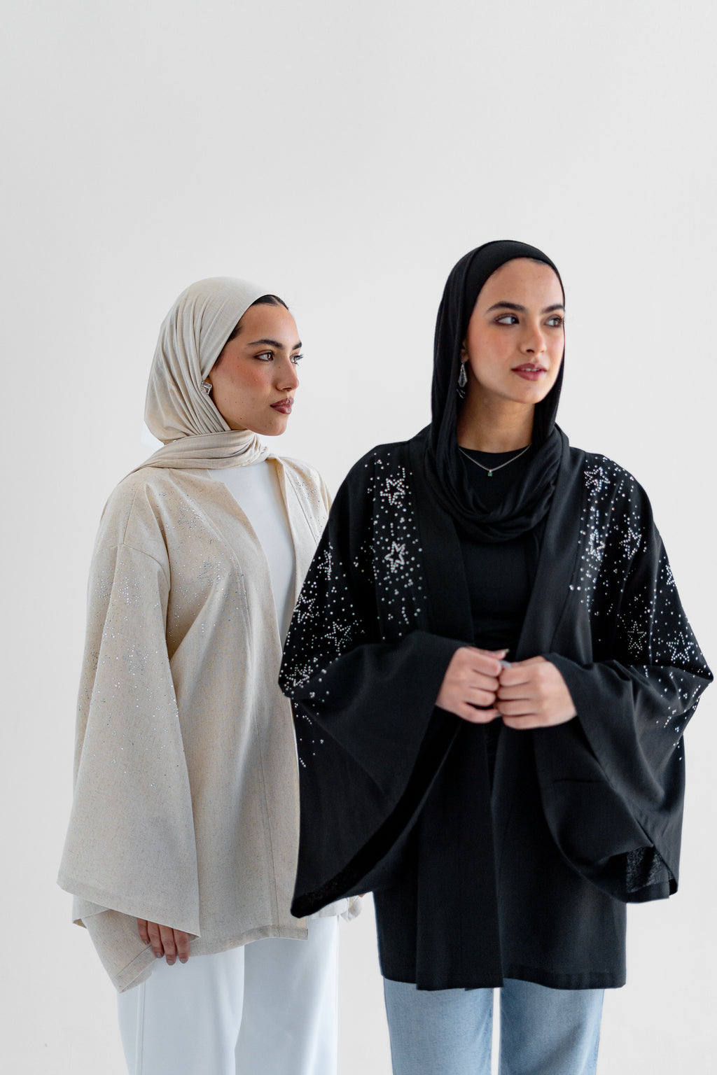 NAJMA Studded kimono in beige