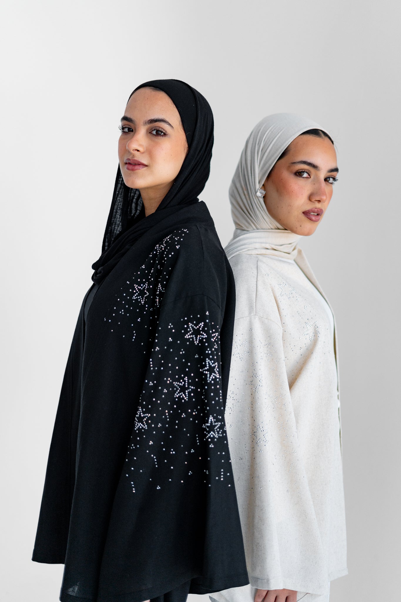 NAJMA Studded kimono in beige