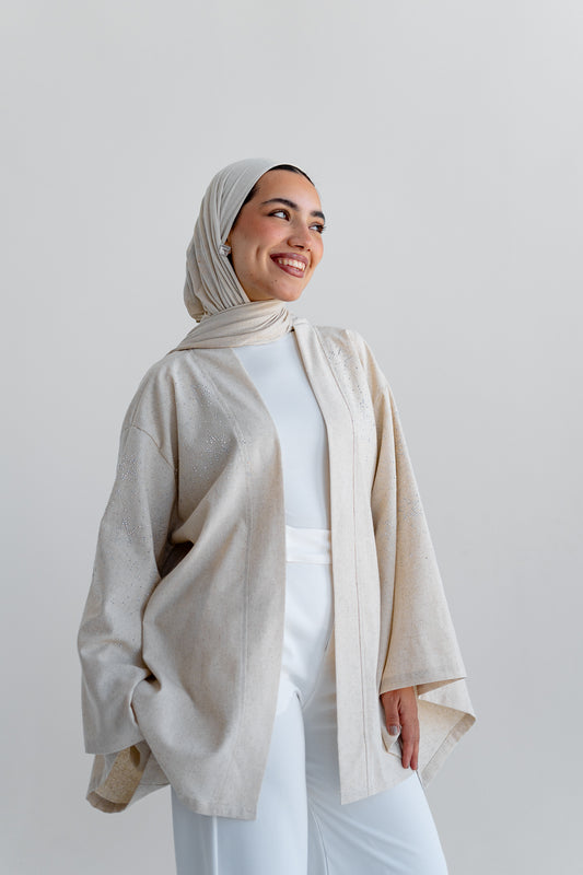 NAJMA Studded kimono in beige