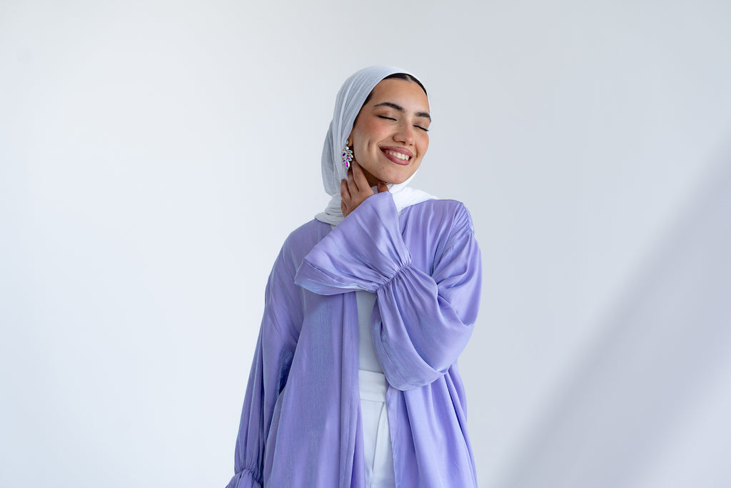 Layal shimmery kimono in Lavender