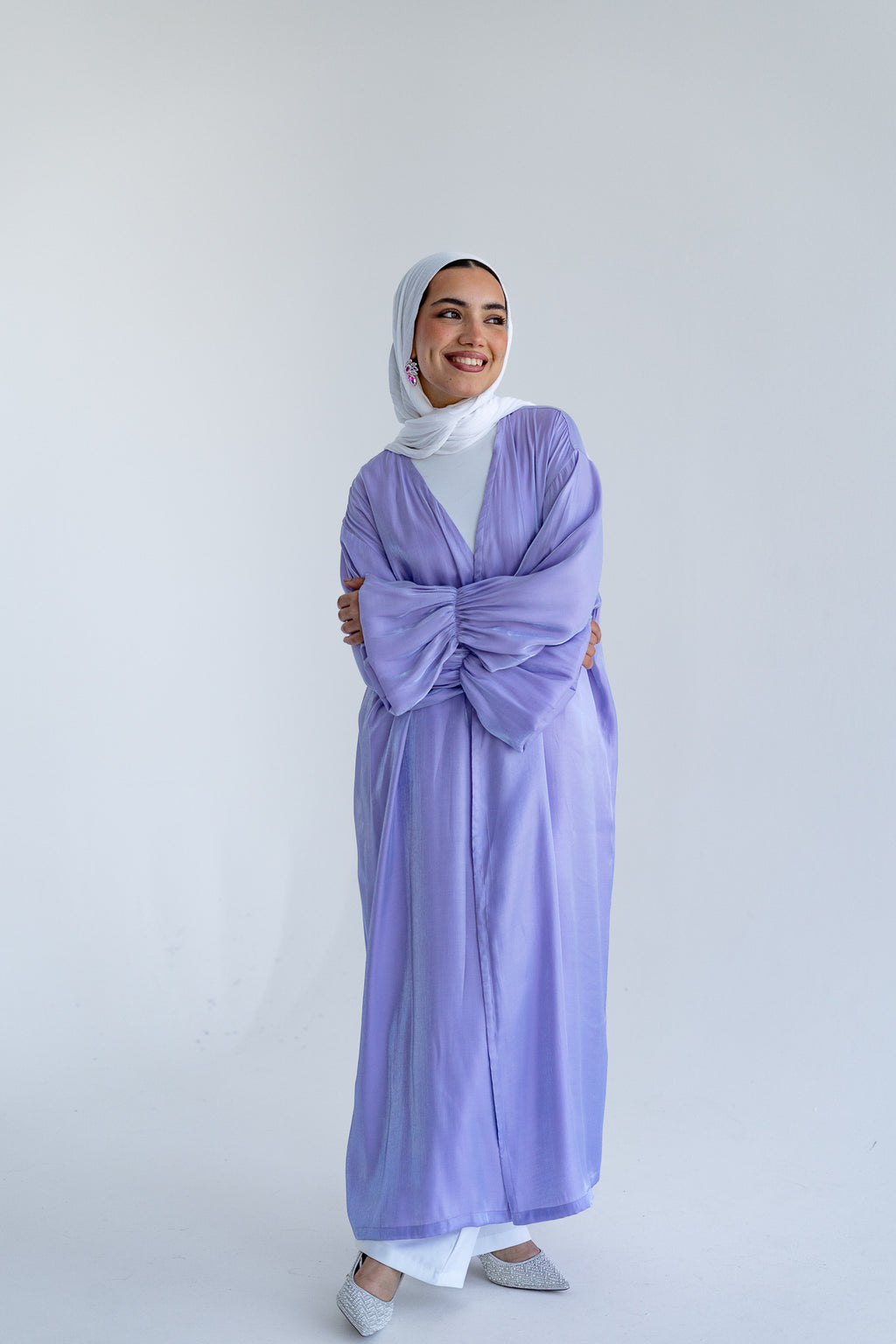 Layal shimmery kimono in Lavender