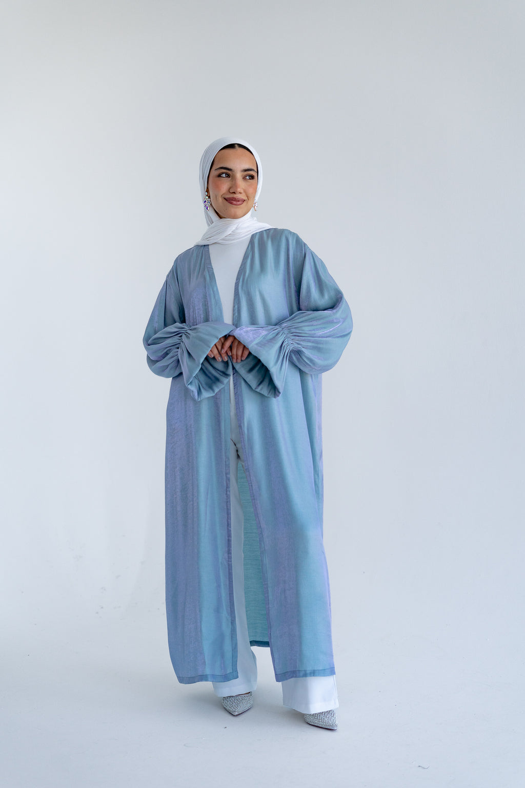 Layal shimmery kimono in Aqua Blue