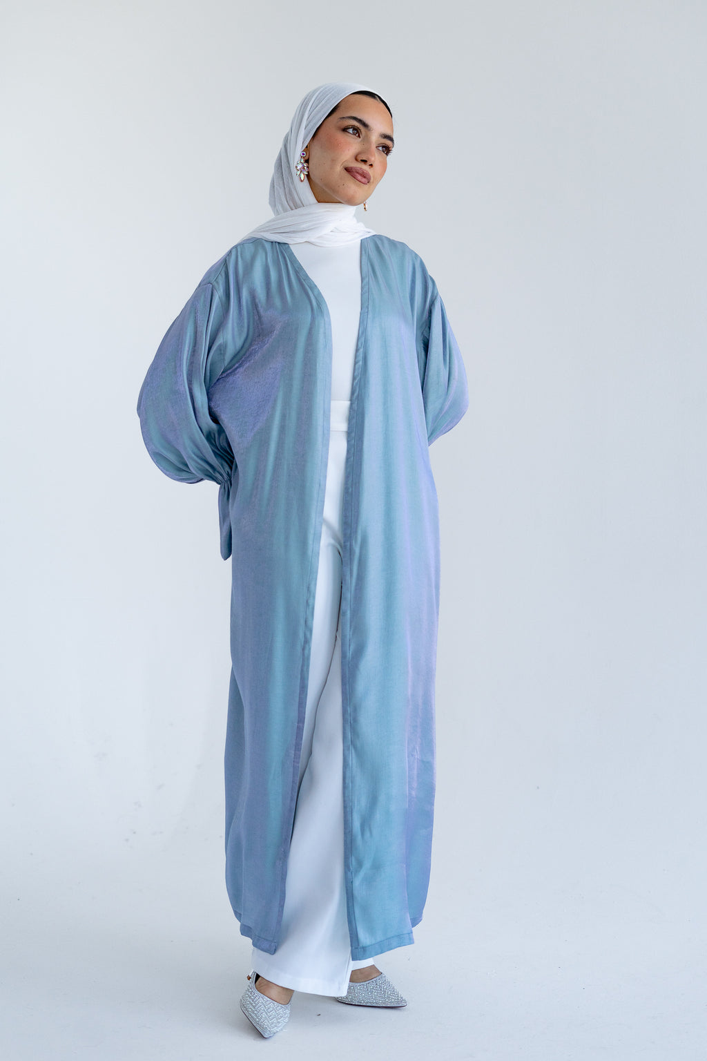 Layal shimmery kimono in Aqua Blue