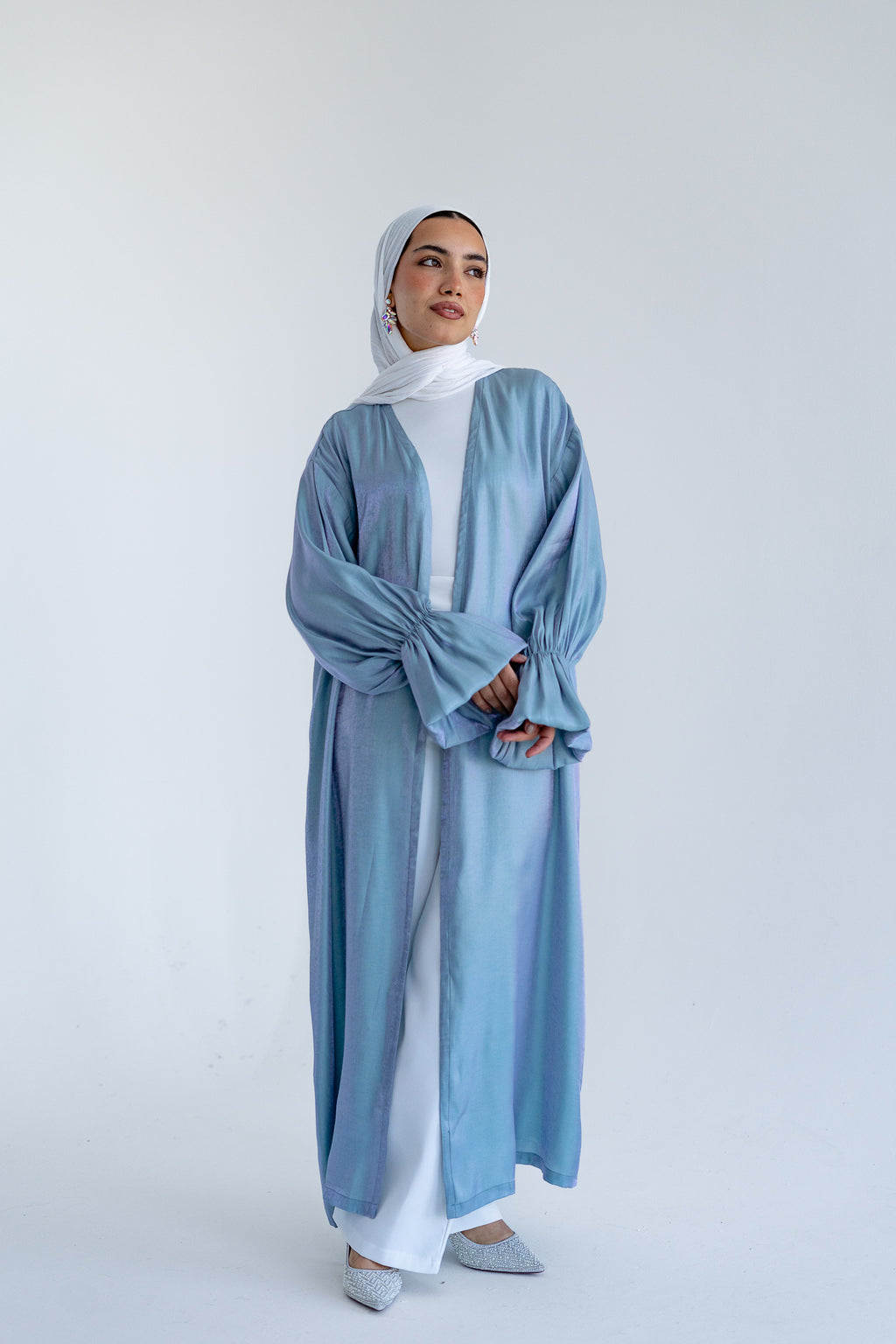 Layal shimmery kimono in Aqua Blue