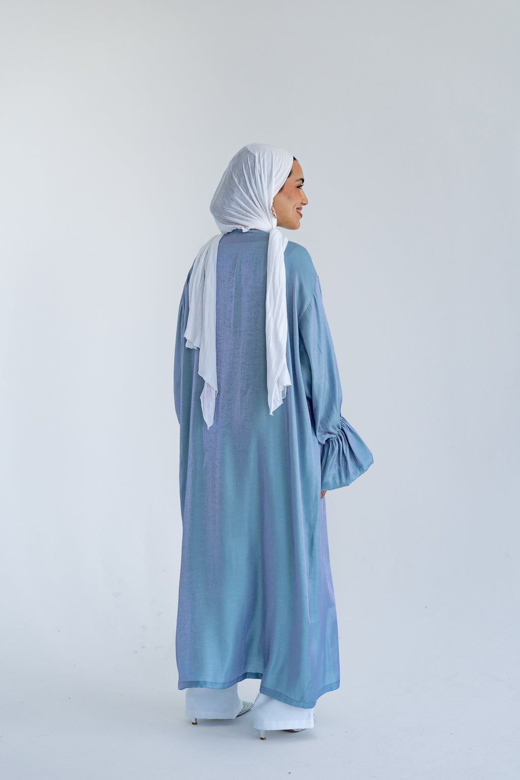 Layal shimmery kimono in Aqua Blue