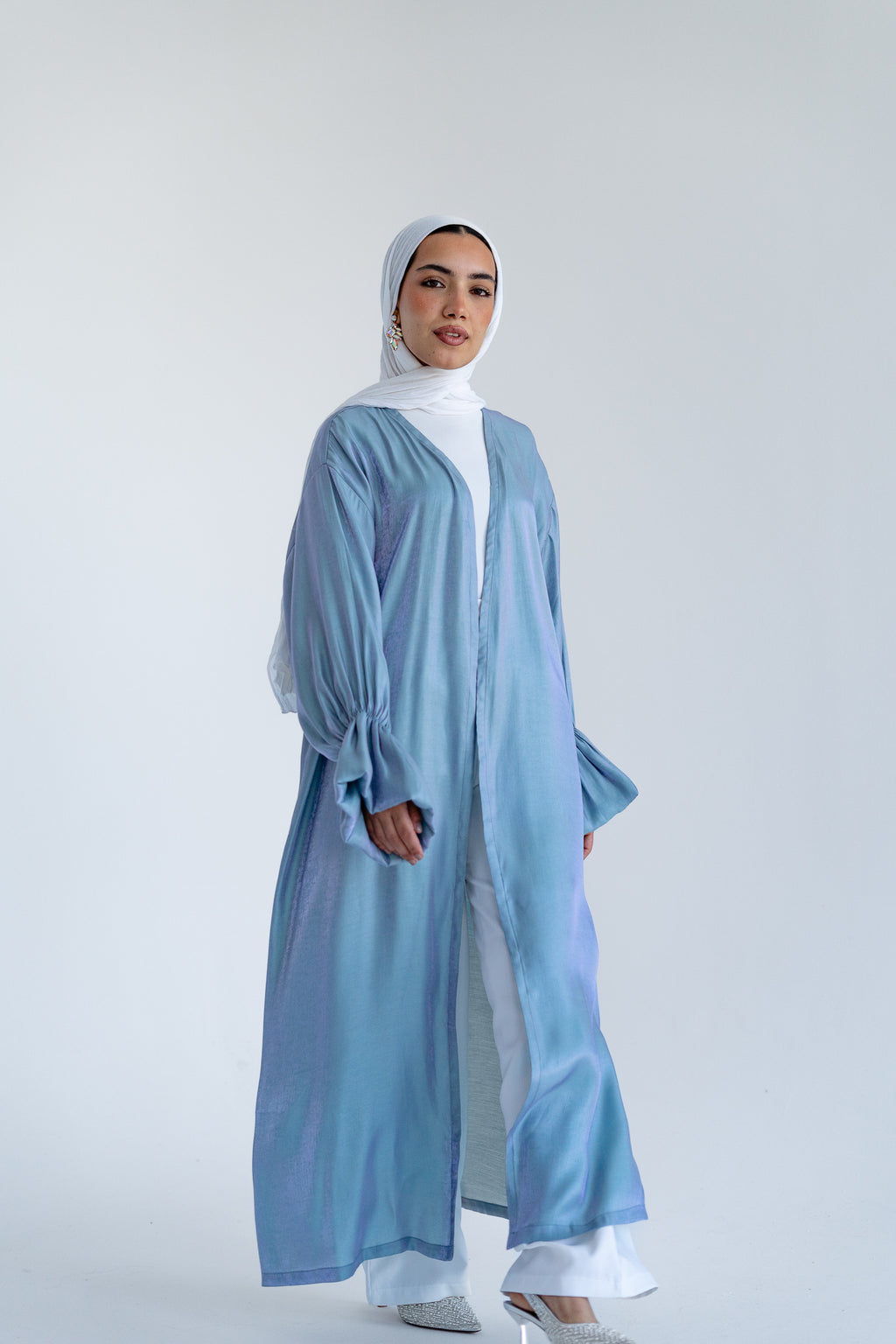 Layal shimmery kimono in Aqua Blue