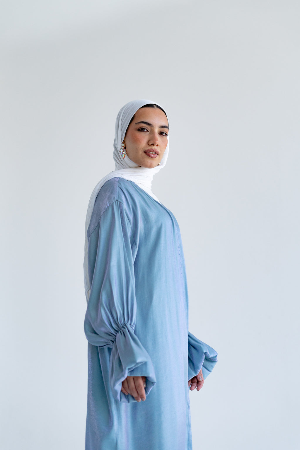 Layal shimmery kimono in Aqua Blue