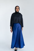 Satin skirt in navy