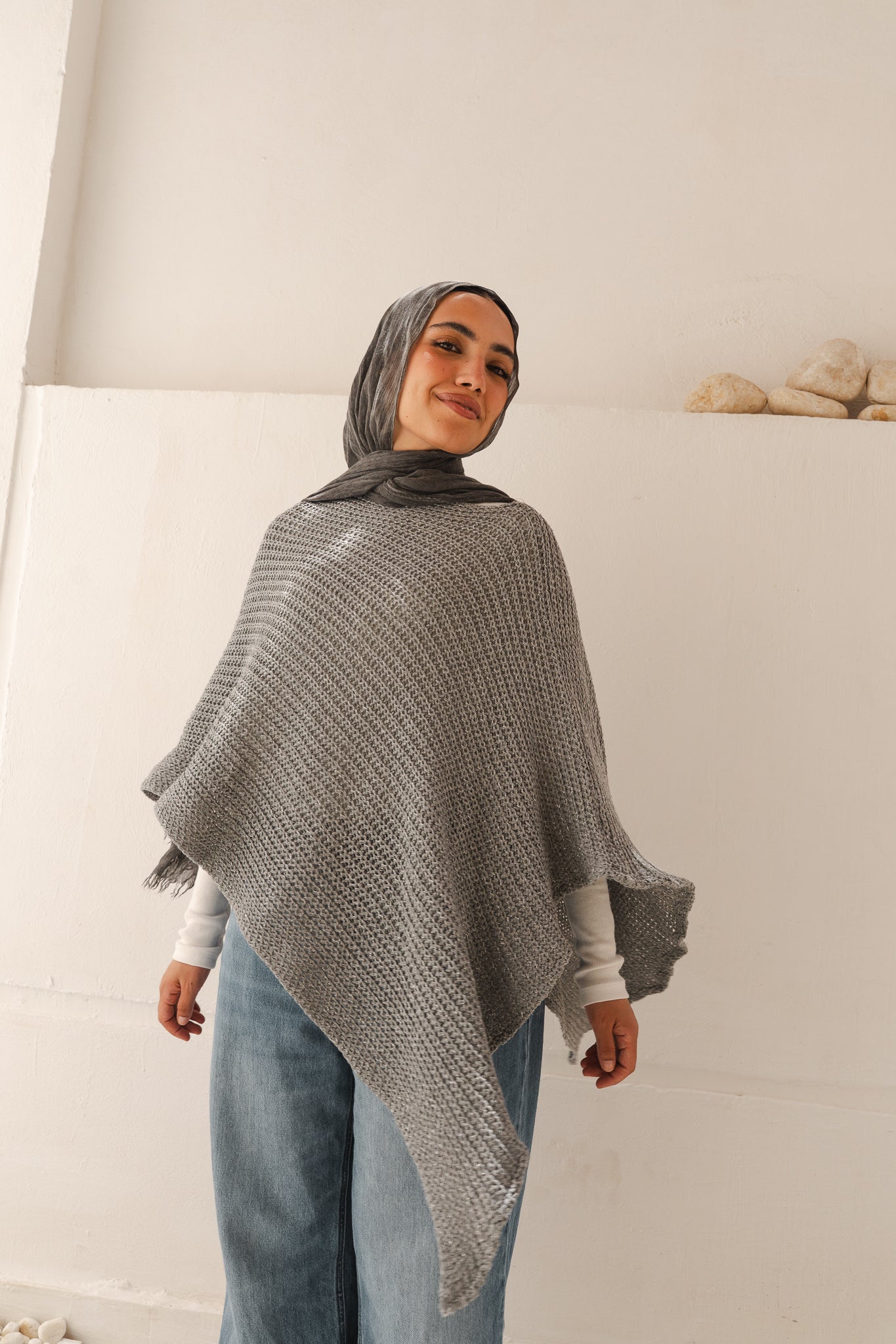 Lumira Cape Top in Shimmer Grey