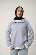 Zip-Up Sweater in Light Grey