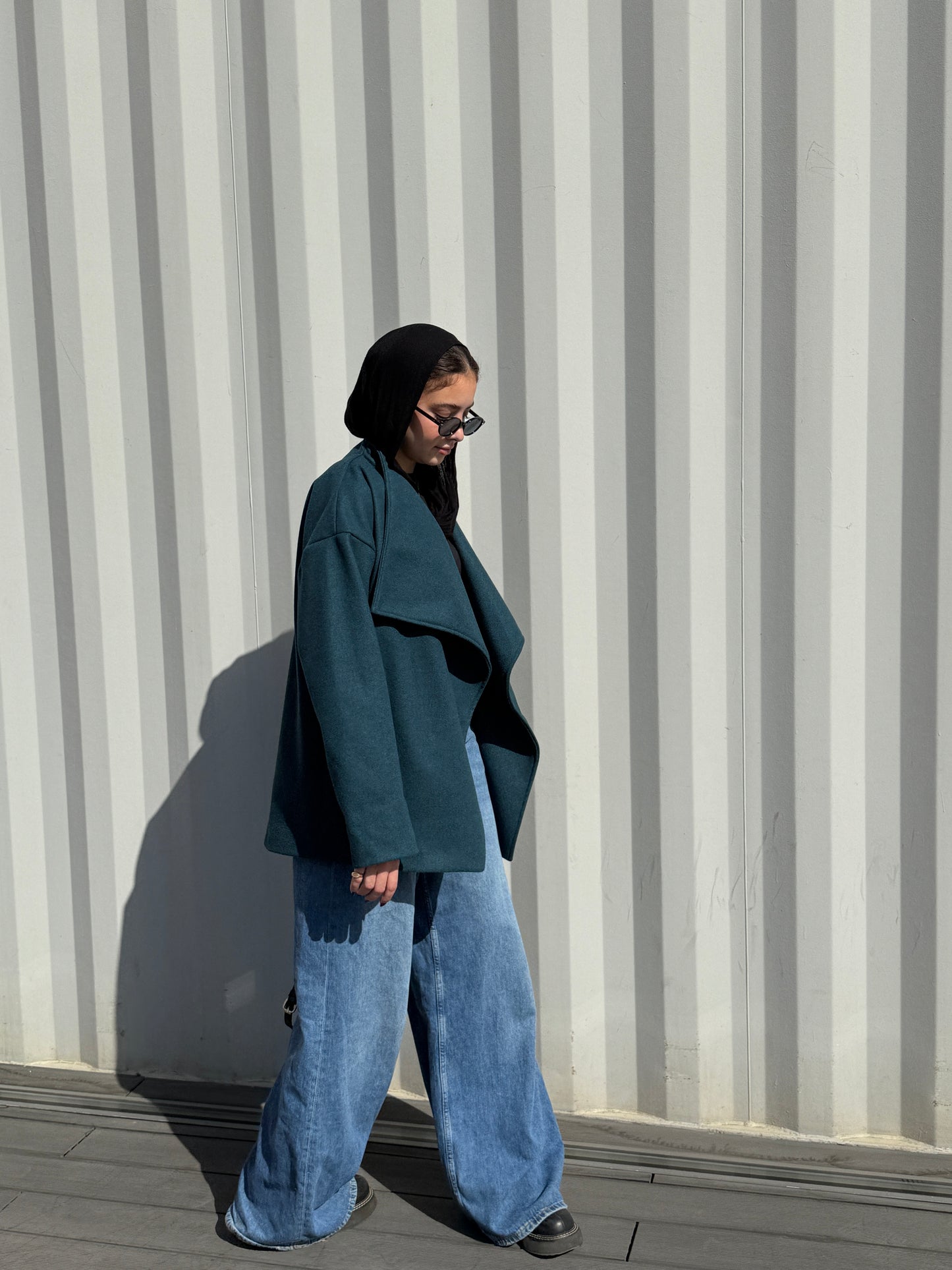 The Wrap Grace Coat in Teal