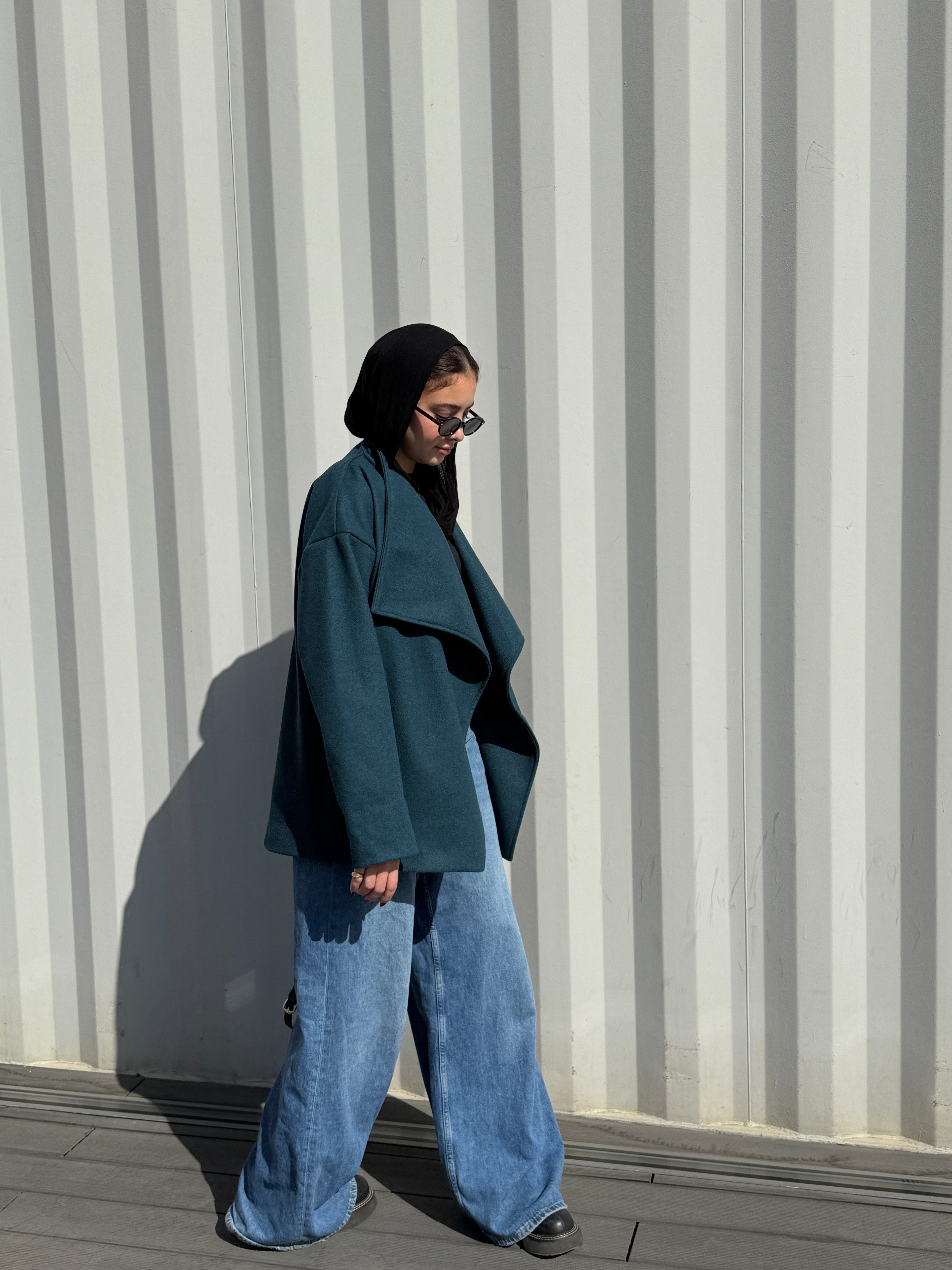 The Wrap Grace Coat in Teal