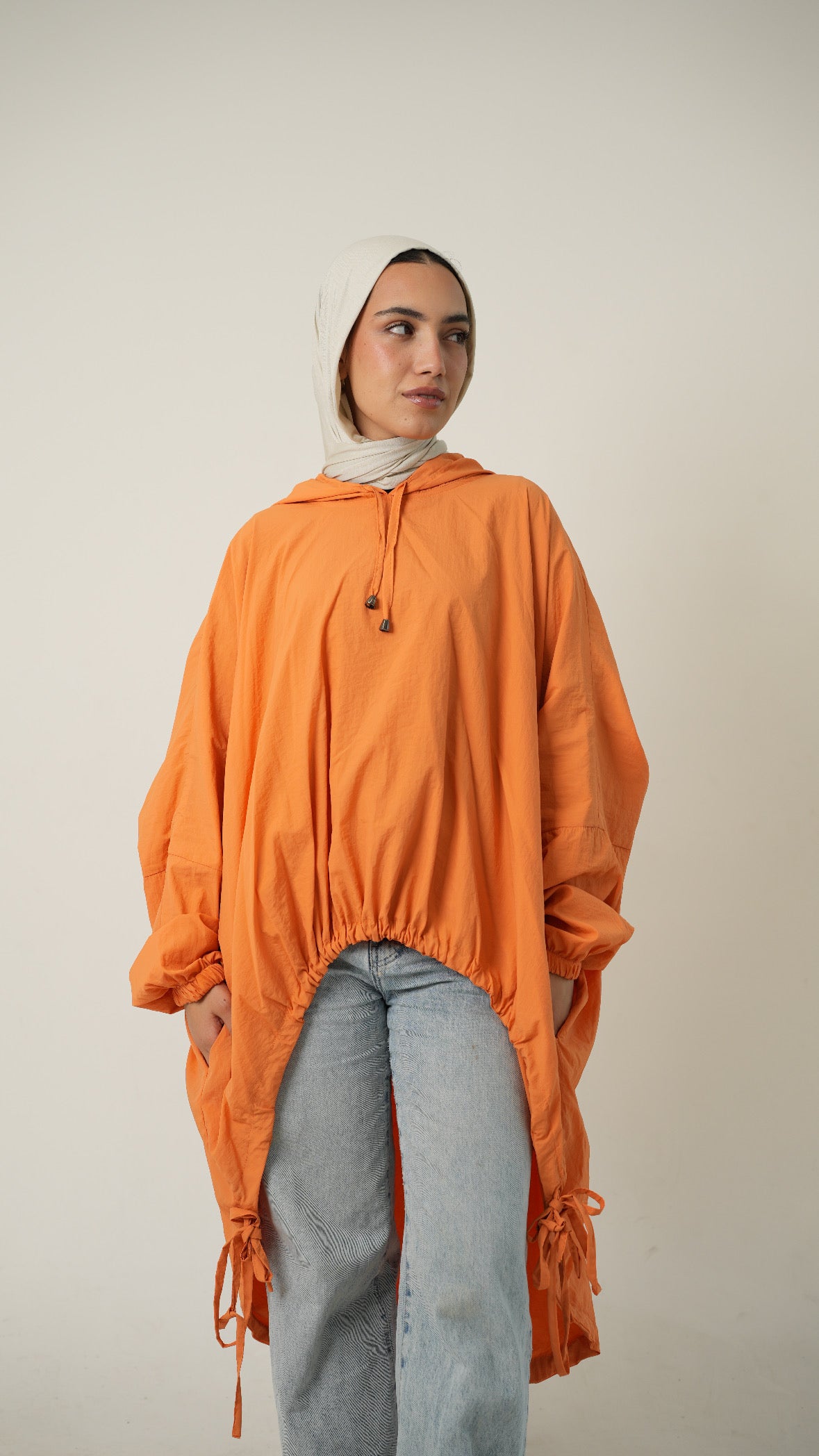 Hooded Waterproof jacket in pumpkin