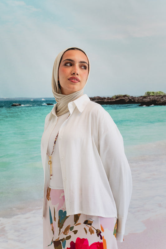 Pastel cloud cropped shirt in White