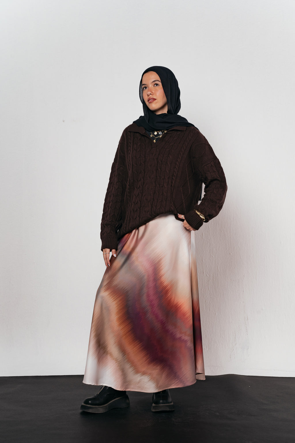 Rosewood Mist Satin Skirt