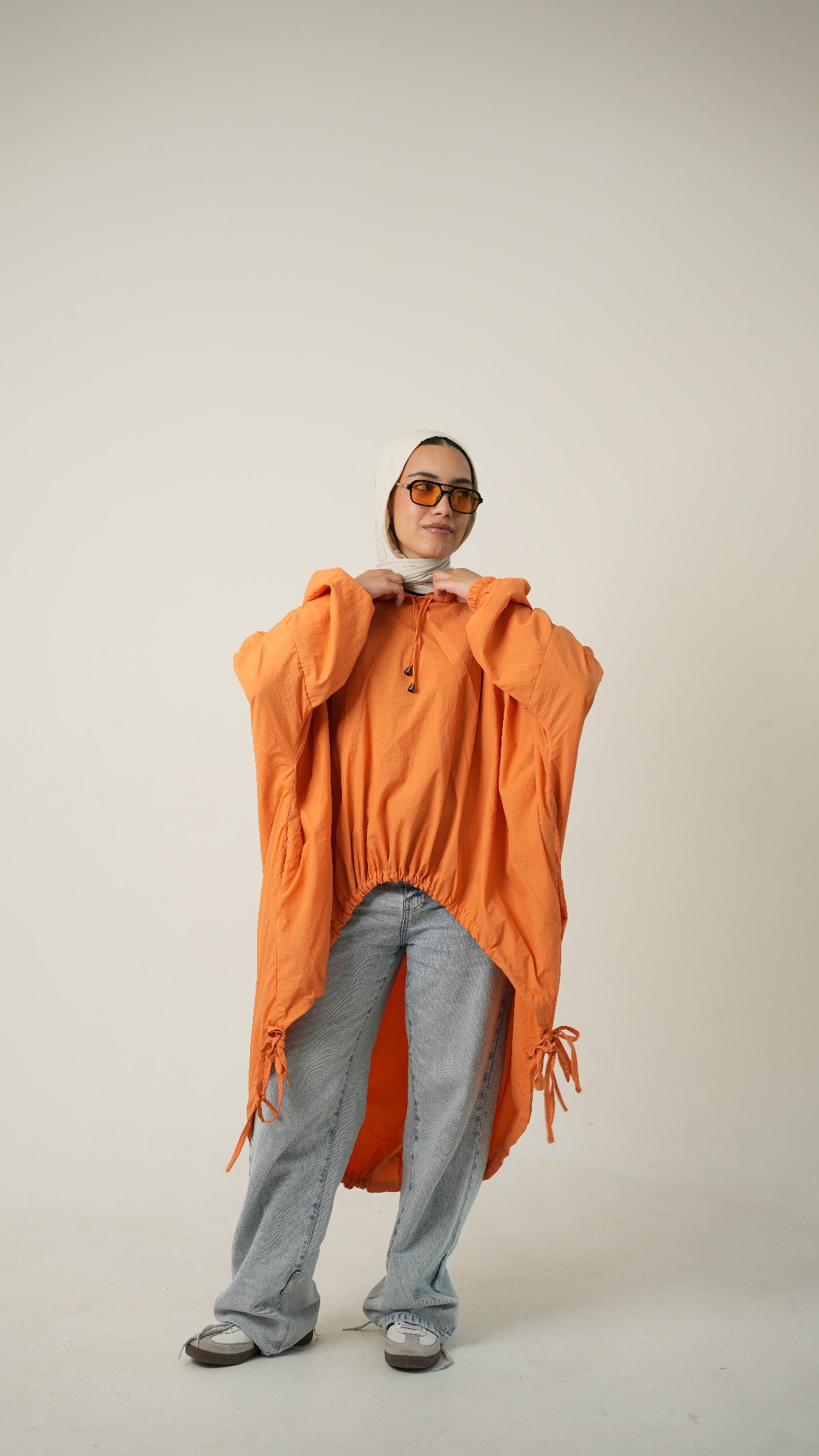 Hooded Waterproof jacket in pumpkin