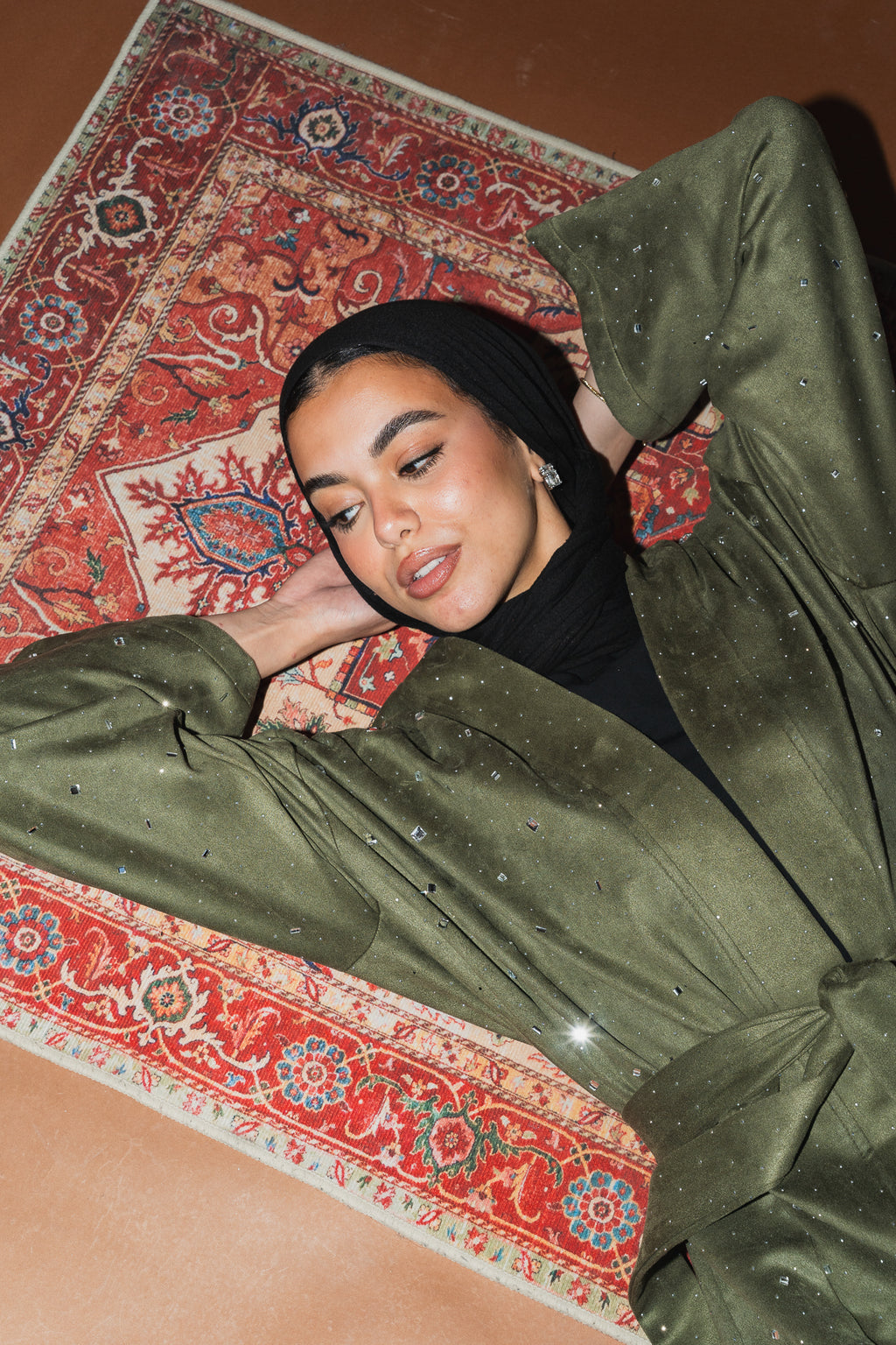 Milky way Stone Cardigan in Olive