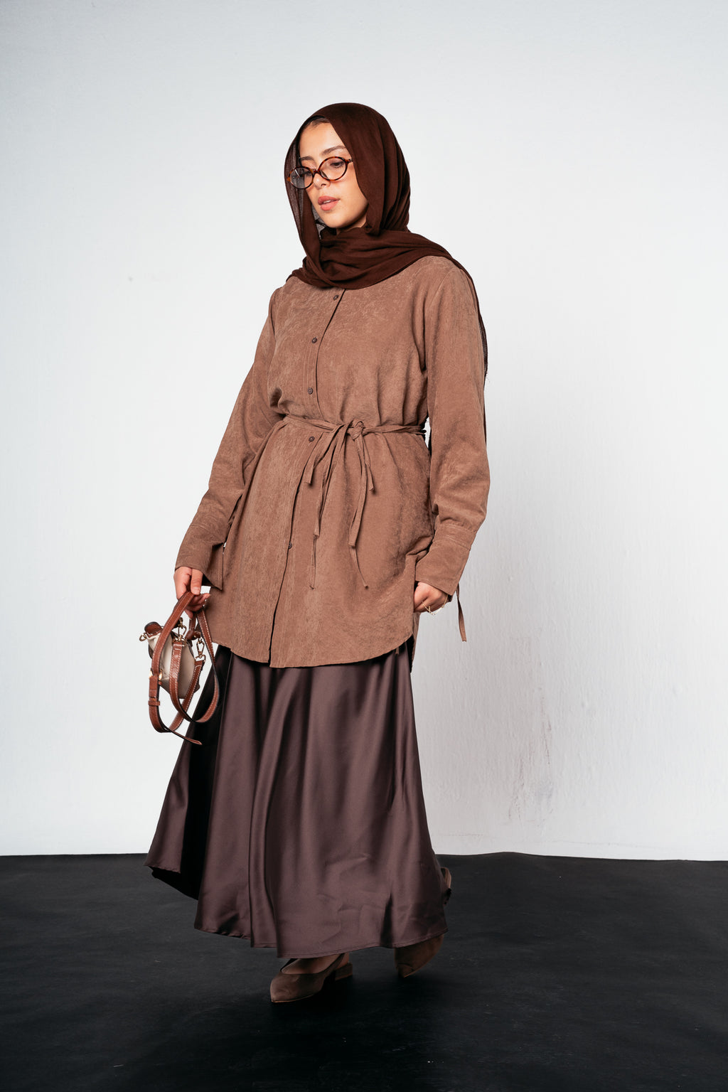 Behind Tie Shirt in Brown