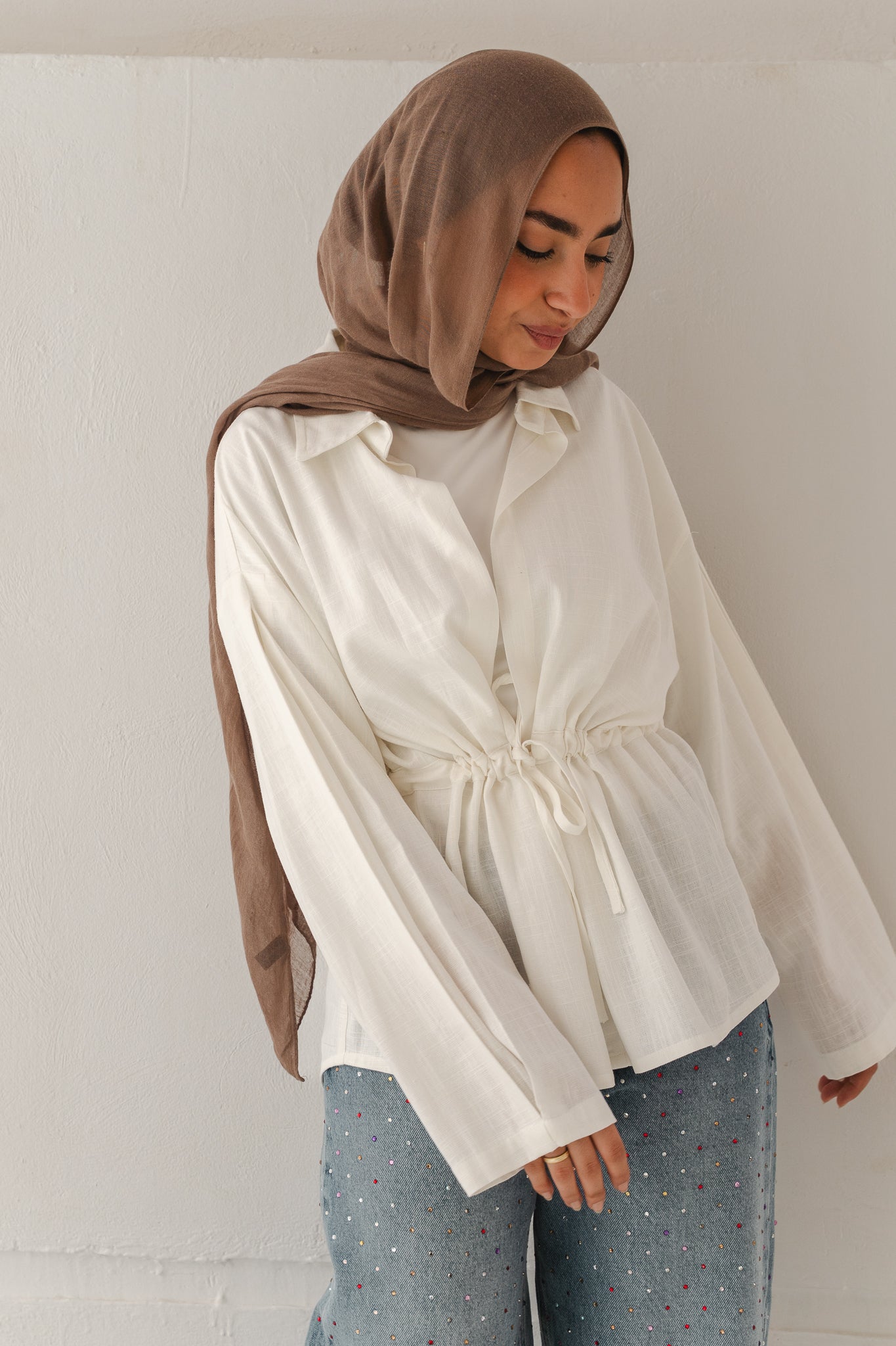 Slay You Girl Linen Top in White