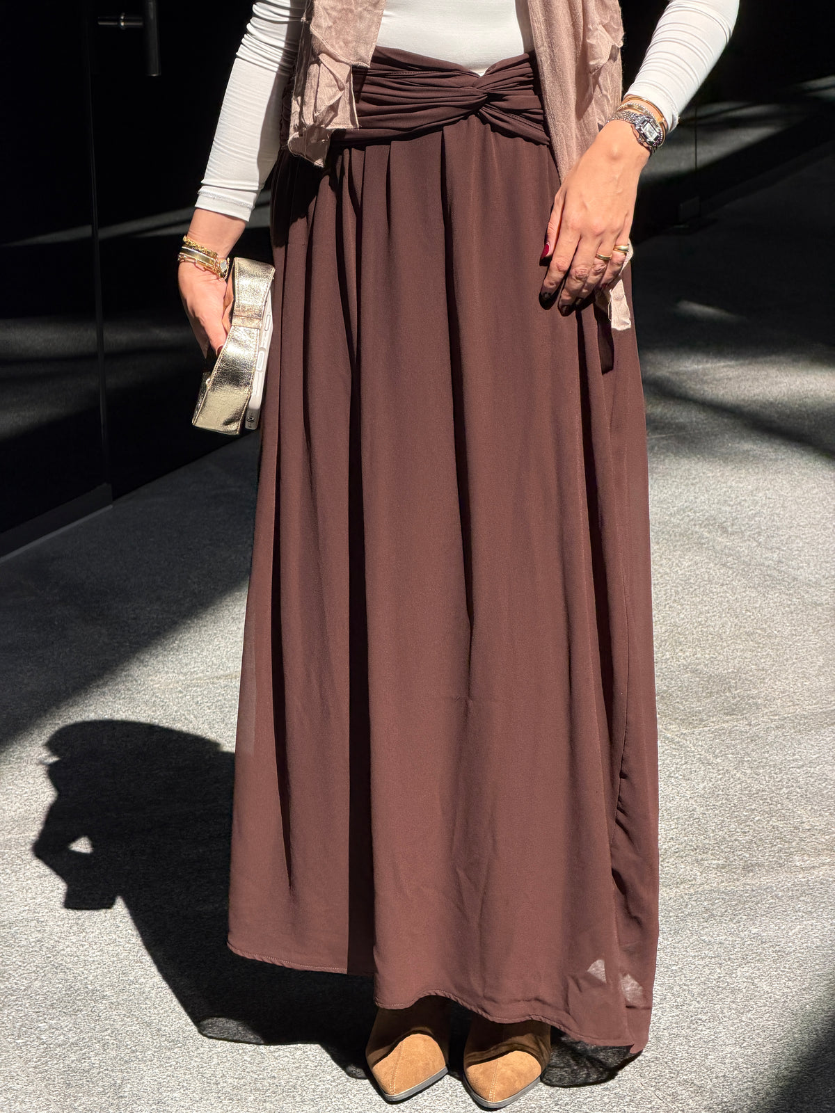 Ruby Twisted Skirt in Brown