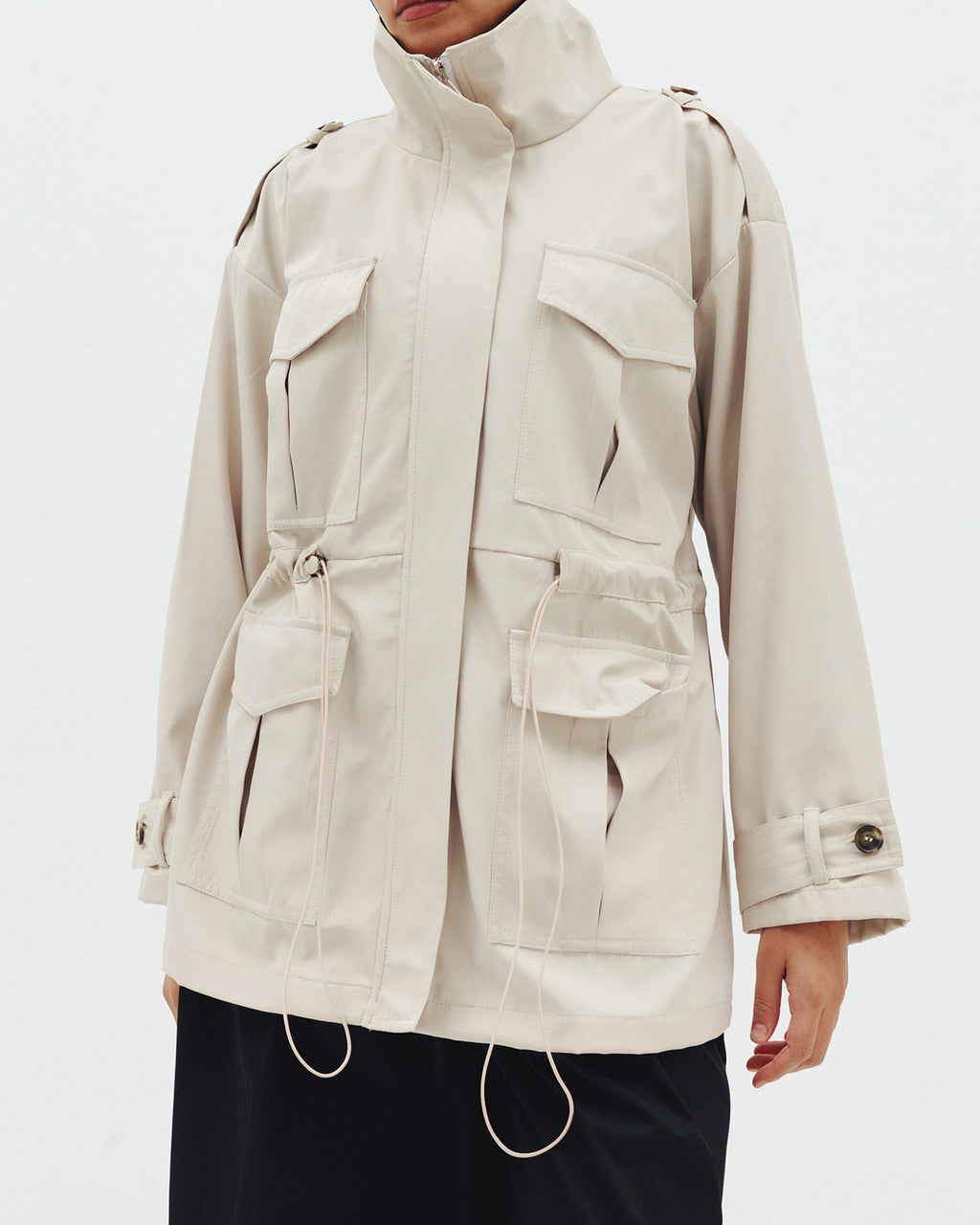 The Drawstring Jacket in Beige