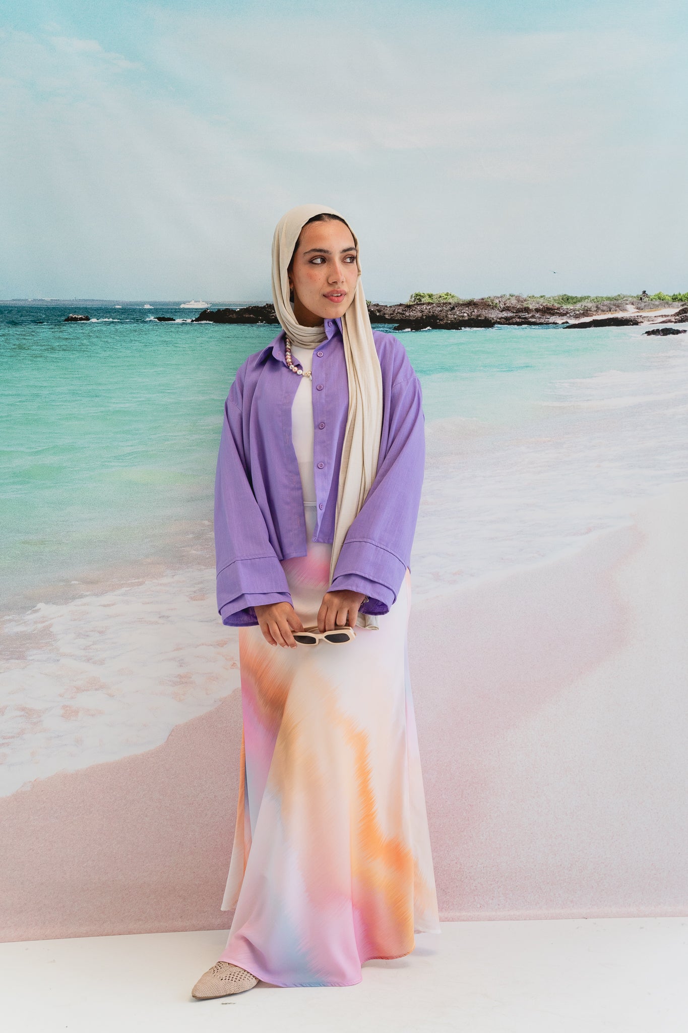 Pastel cloud cropped shirt in Lilac