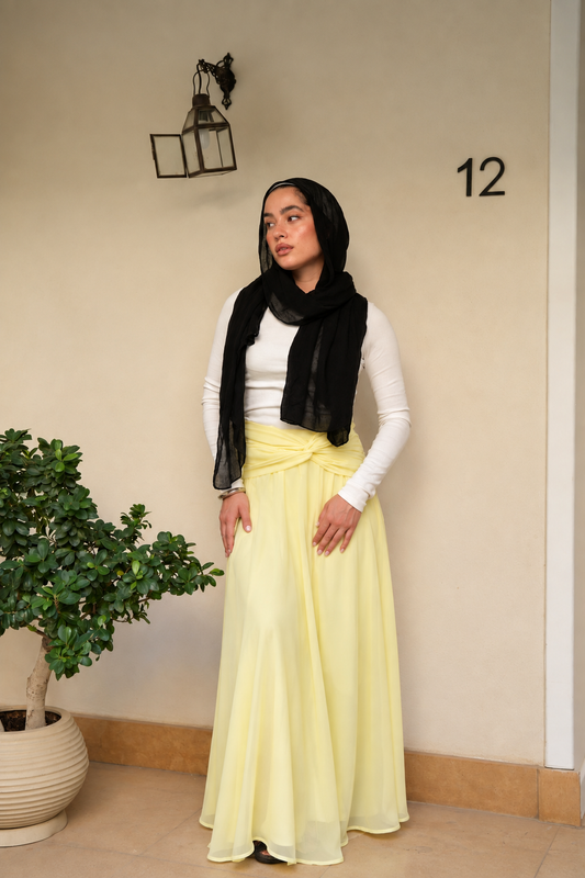 Ruby Twisted Skirt in Butter yellow