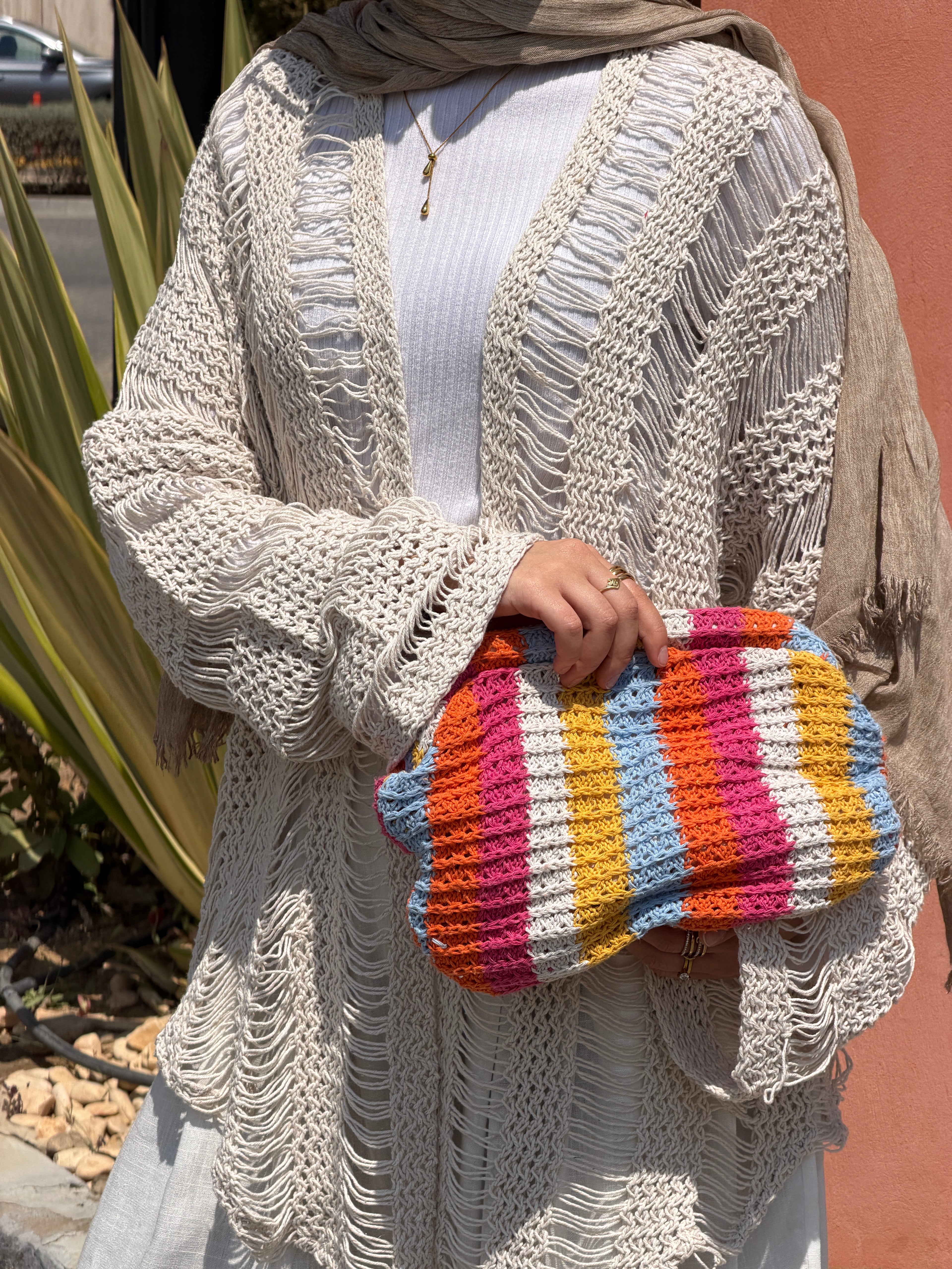 Coastal Crochet Cardigan in Off White