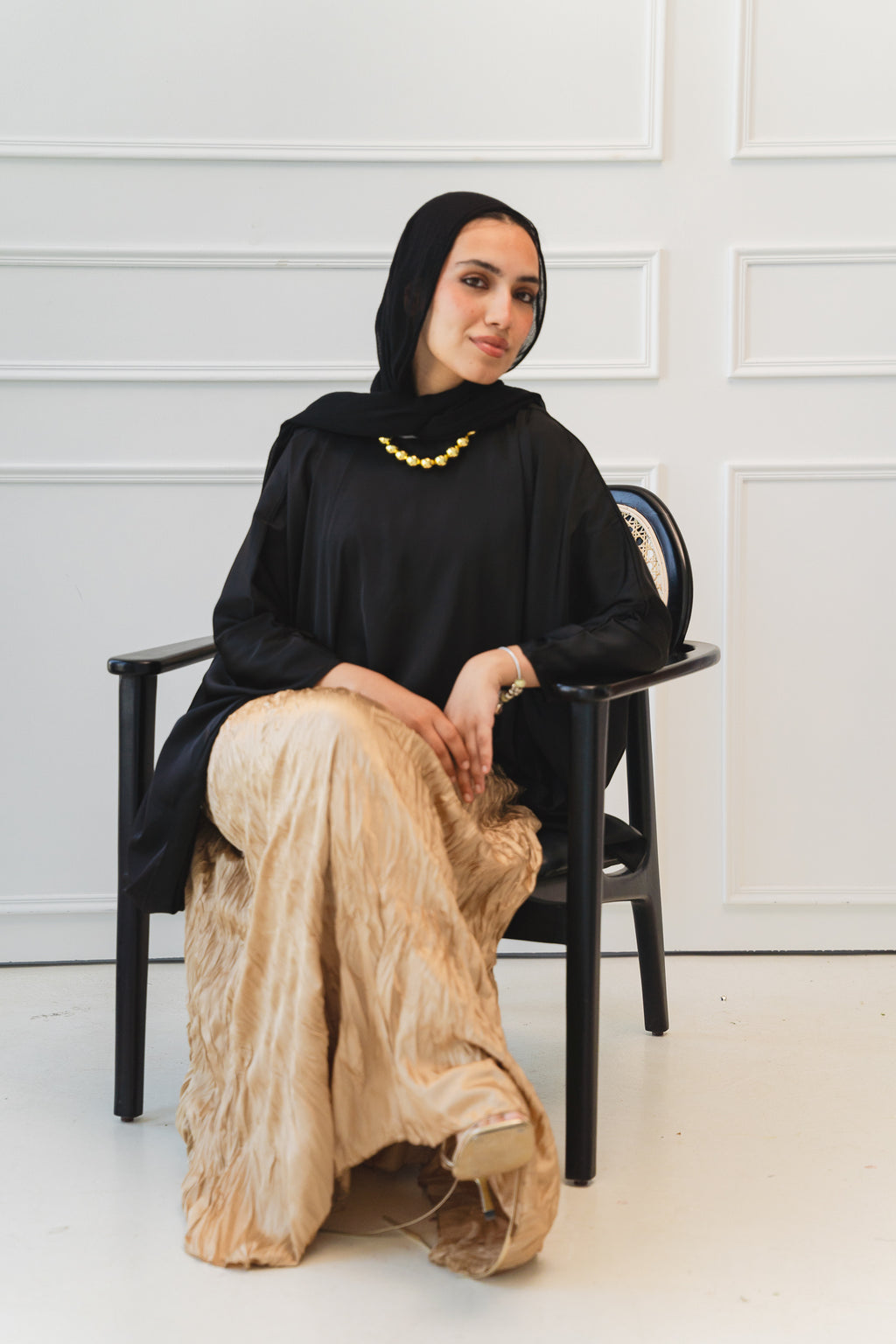 Anne Crushed skirt in Golden beige