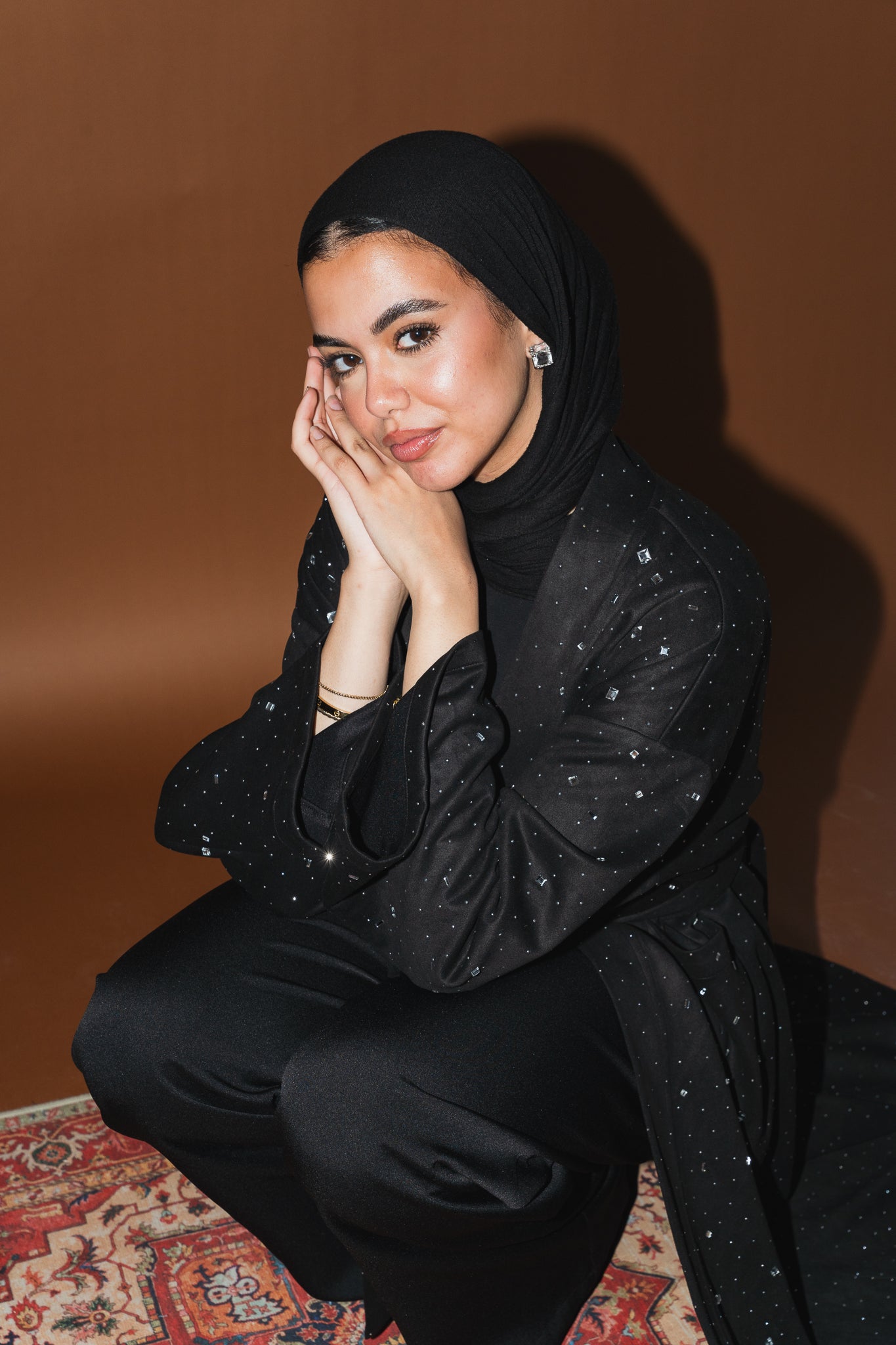 Milky way Stone Cardigan in Black