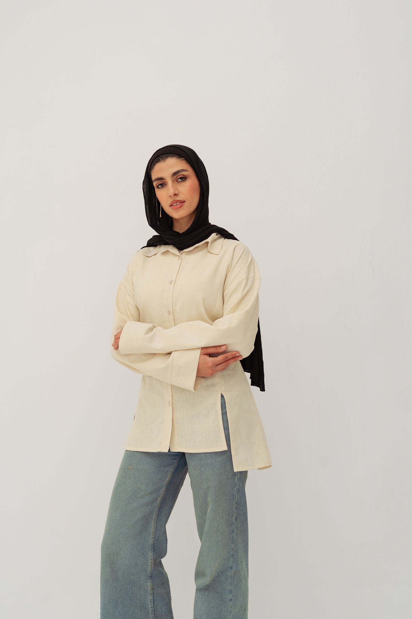 Studded Glam shirt in Beige
