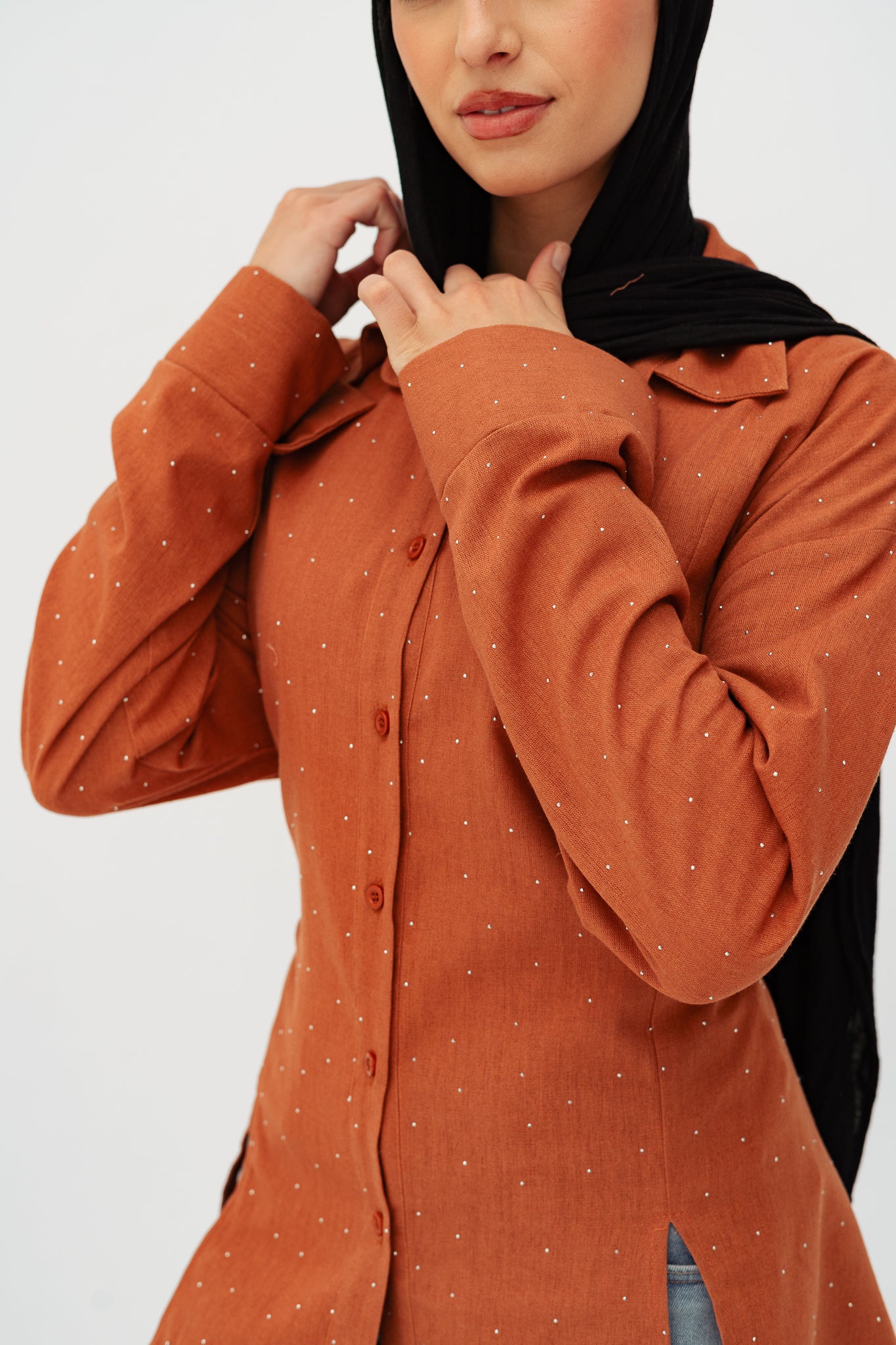 Studded Glam shirt in Rust