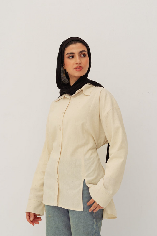 Studded Glam shirt in Beige