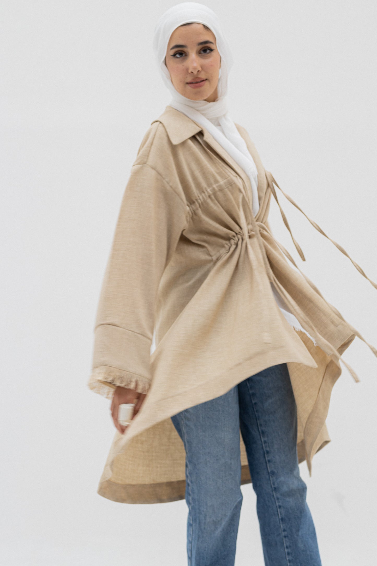 Linen kimono in Toffee