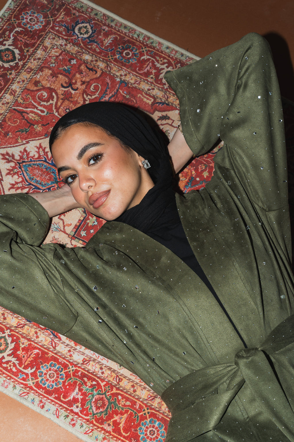 Milky way Stone Cardigan in Olive