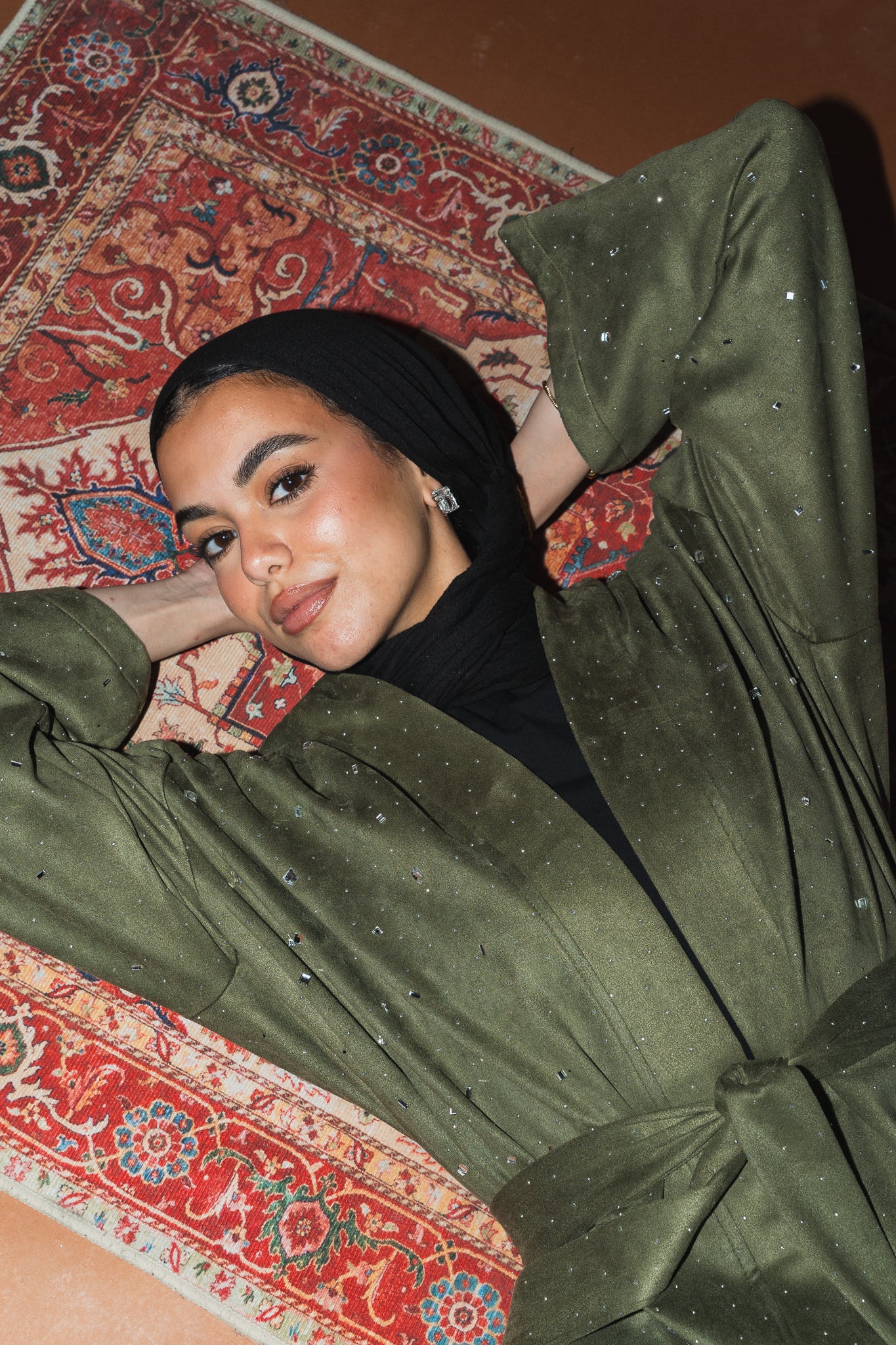 Milky way Stone Cardigan in Olive