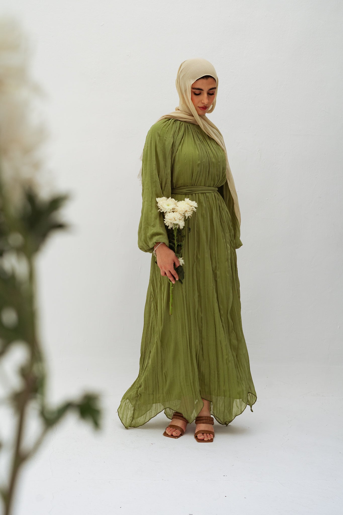 Nazly crushed dress in Mint
