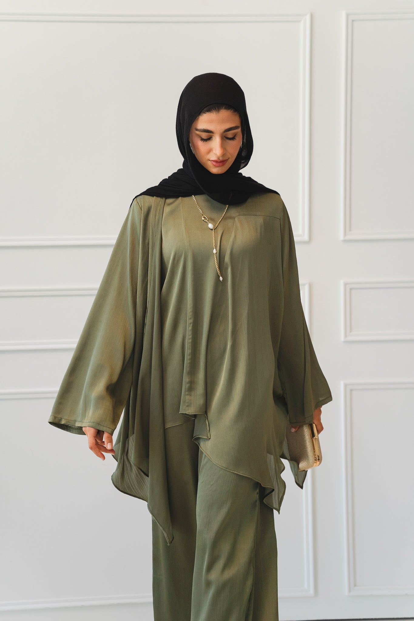 Luxe Drapped Set in Olive